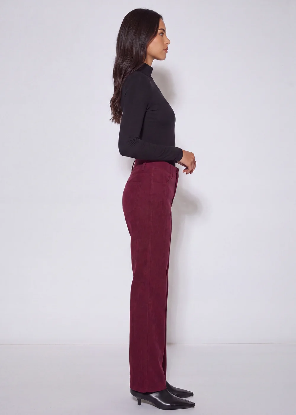 Gini London Mulberry Cord Straight Leg Trousers - 12 Image 4