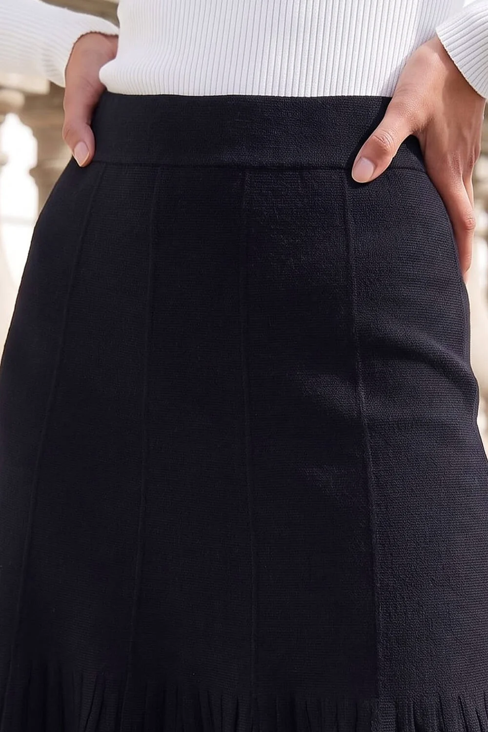 Roman Black A-Line Knit Skater Skirt - 10 Image 4