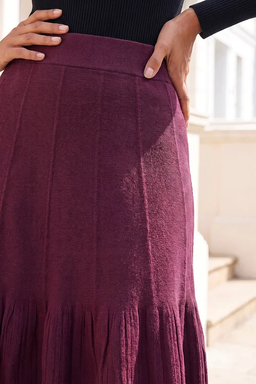 Roman Burgundy A-Line Knit Skater Skirt - 14 Image 4