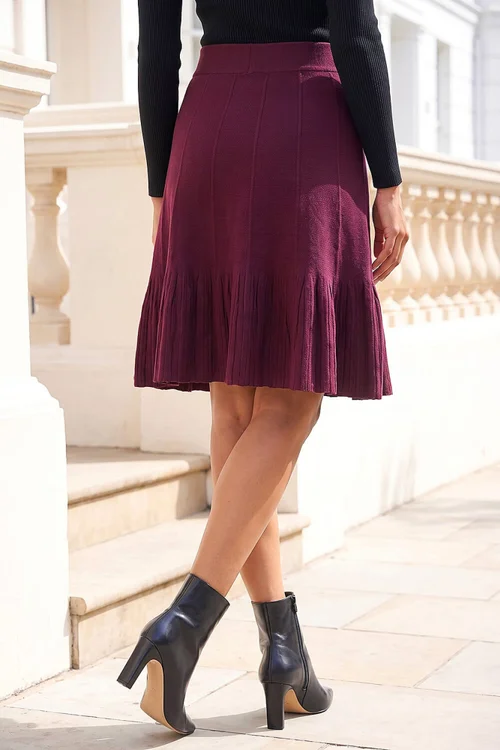 Roman Burgundy A-Line Knit Skater Skirt - 14 Image 3