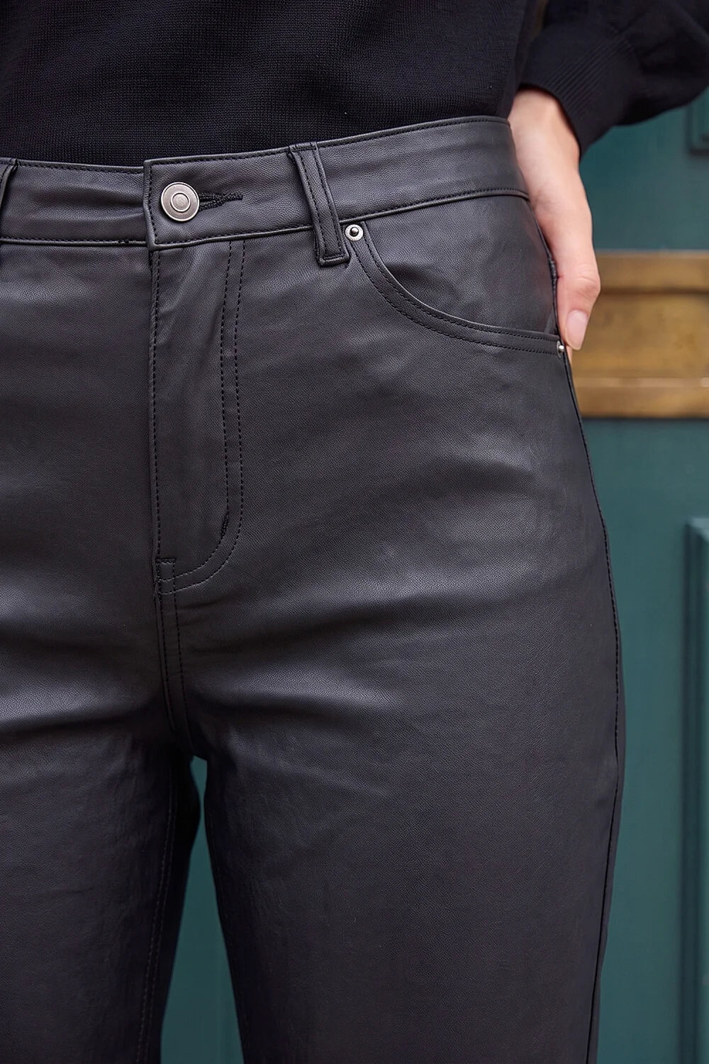 Roman Black Denim Coated Straight Leg Jean - 10 Image 4