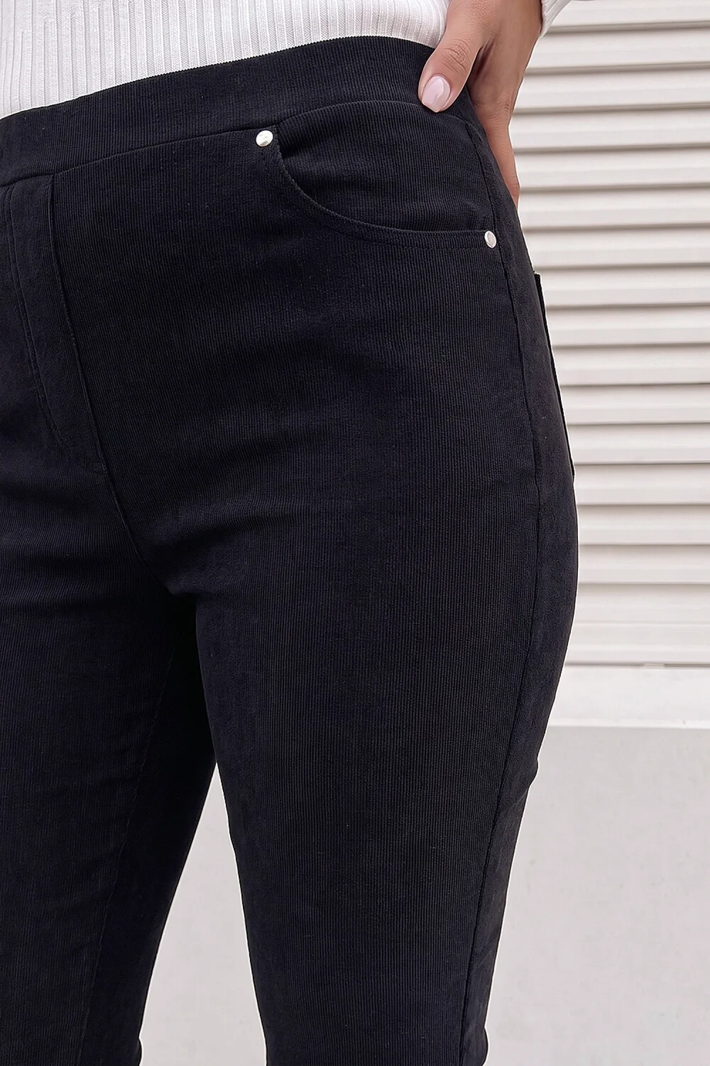 Roman Black Corduroy Straight Leg Trouser - 16 Image 4