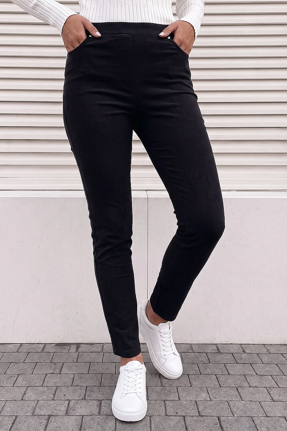 Roman Black Corduroy Straight Leg Trouser - 16 Image 1