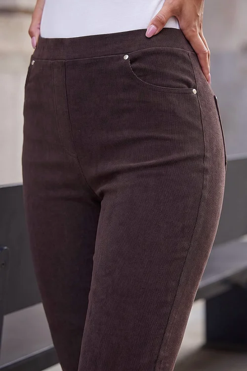 Roman Chocolate Corduroy Straight Leg Trouser - 12 Image 4