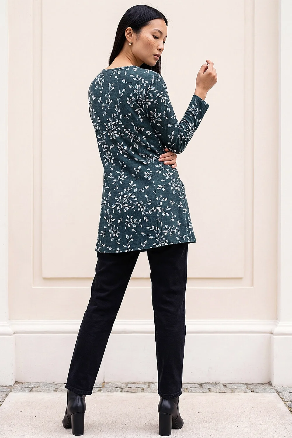 Roman Teal Floral Puff Print Longline Top - 14 Image 3