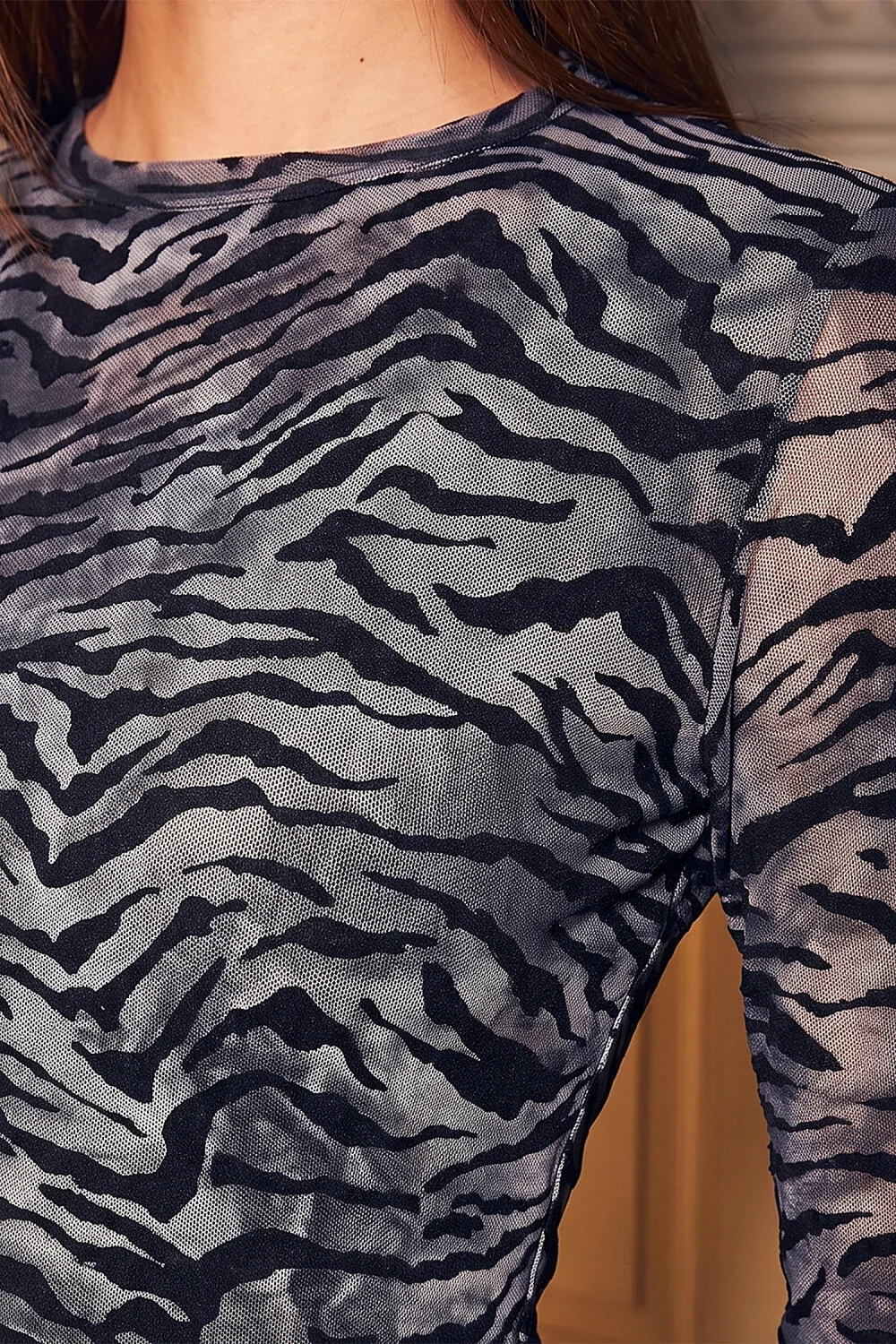 Roman Black Animal Print Mesh Top - 14 Image 4