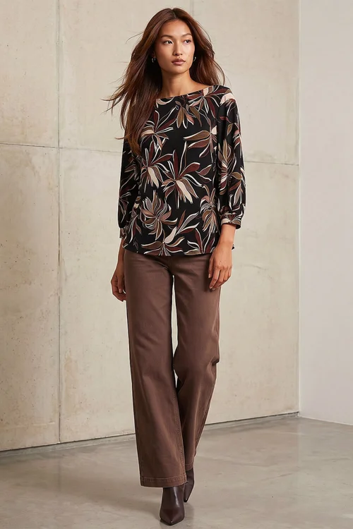 Roman Rust Dropped Shoulder Puff Print Top - 14 Image 2