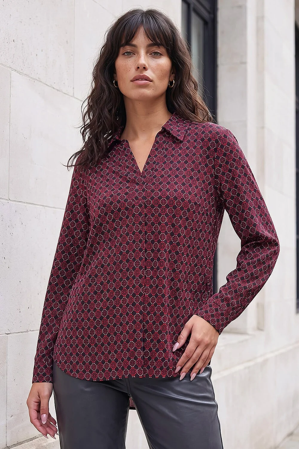Roman Red Geo Puff Print Shirt - 14 Image 1