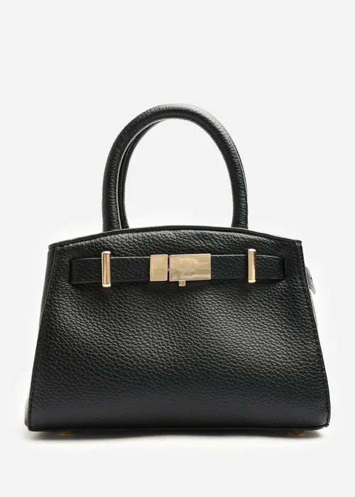 Where's That From Gavira Black Faux Leather Belt Lock Detail Mini Grab Bag - One Size Image 1