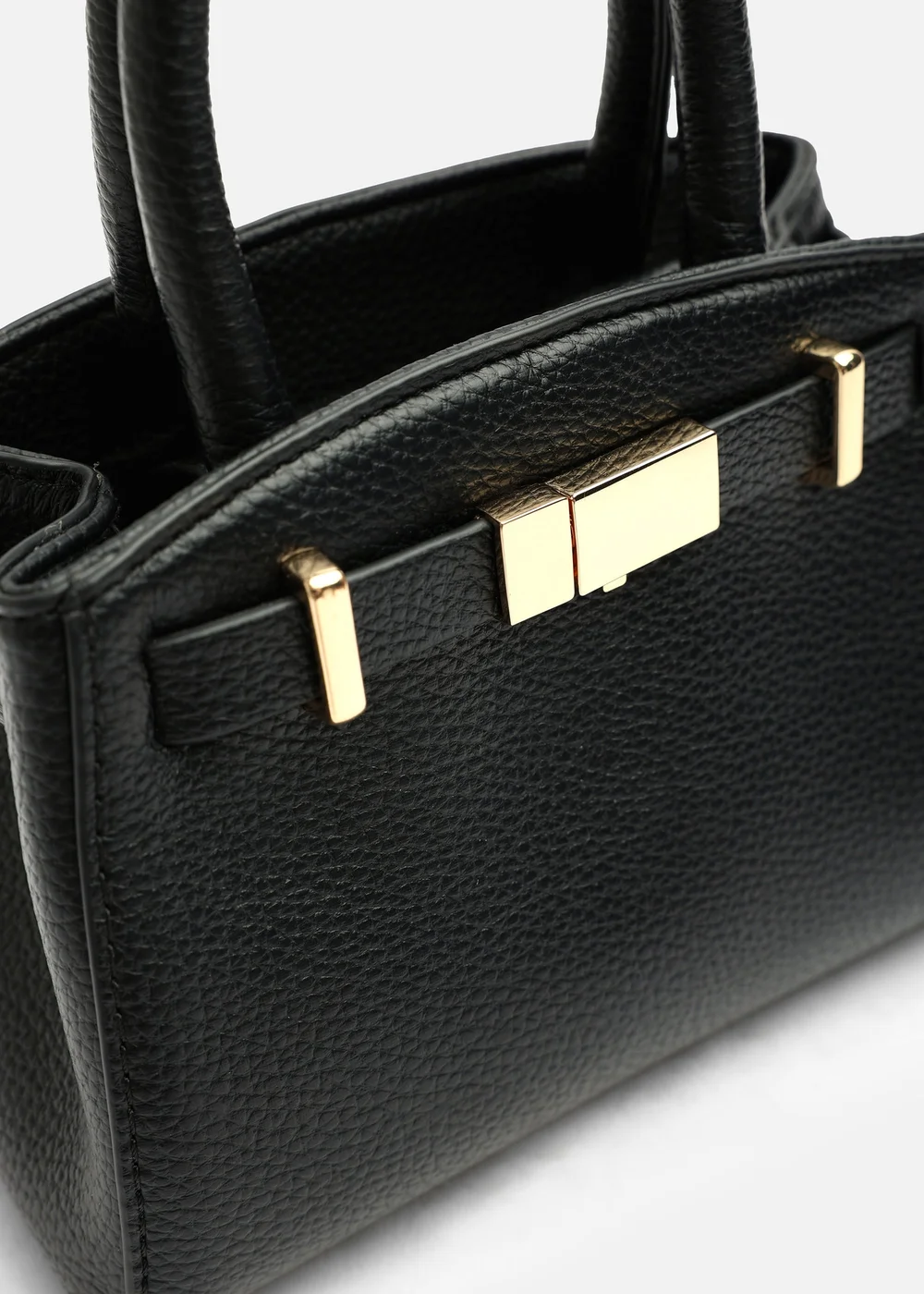 Where's That From Gavira Black Faux Leather Belt Lock Detail Mini Grab Bag - One Size Image 3