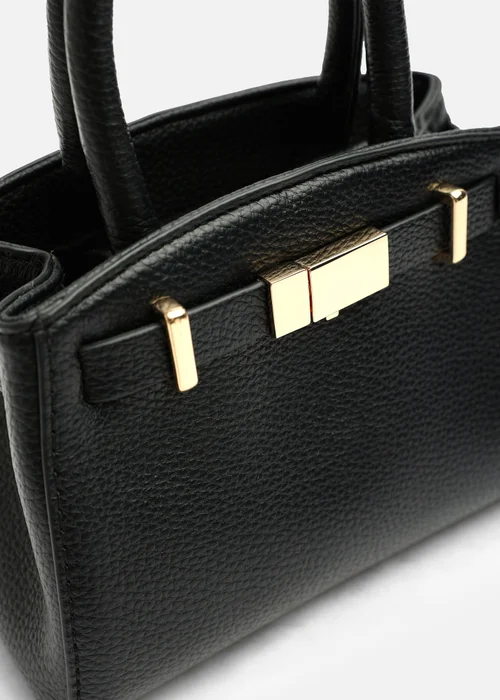 Where's That From Gavira Black Faux Leather Belt Lock Detail Mini Grab Bag - One Size Image 3