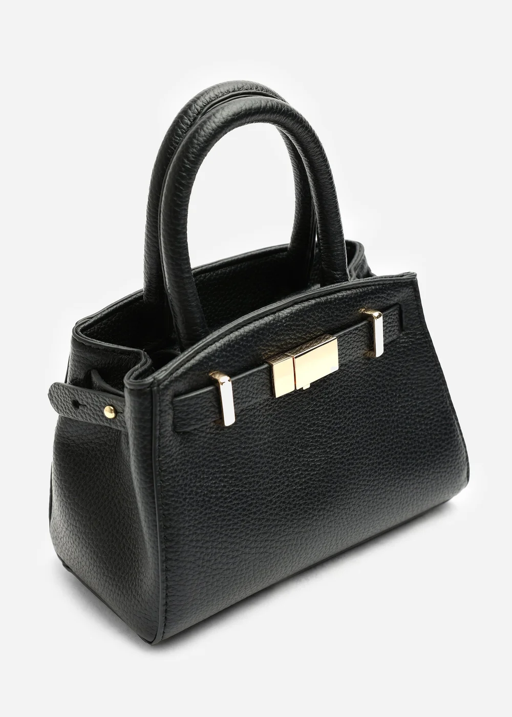 Where's That From Gavira Black Faux Leather Belt Lock Detail Mini Grab Bag - One Size Image 2