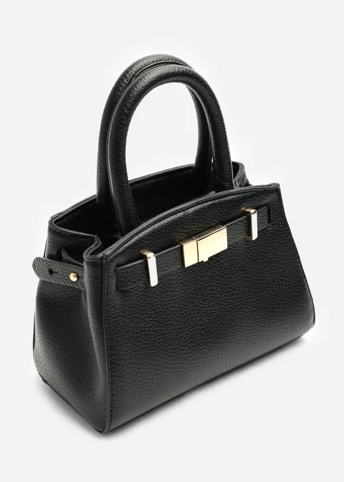 Where's That From Gavira Black Faux Leather Belt Lock Detail Mini Grab Bag - One Size Image 2