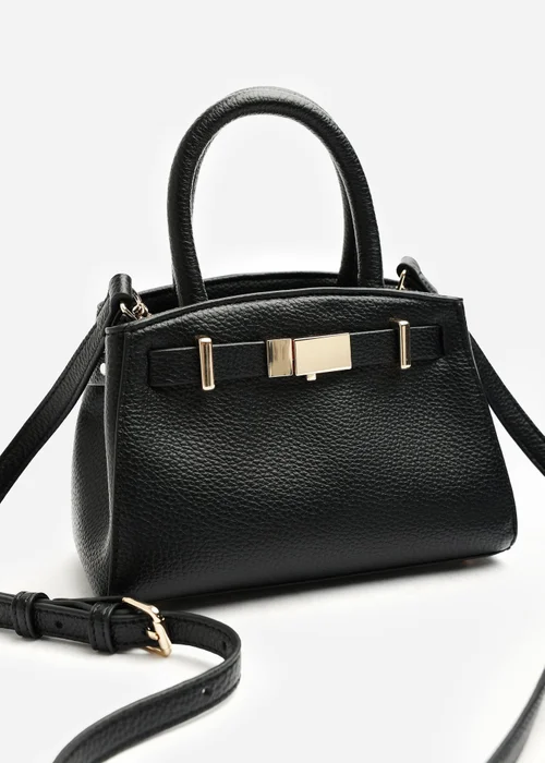 Where's That From Gavira Black Faux Leather Belt Lock Detail Mini Grab Bag - One Size Image 4
