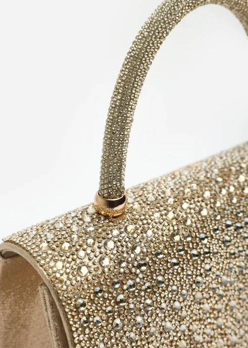 Where's That From Harixa Gold Diamante Studded Metallic Top Handle Grab Bag - One Size Image 5