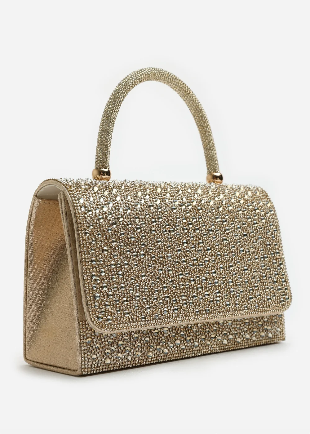 Where's That From Harixa Gold Diamante Studded Metallic Top Handle Grab Bag - One Size Image 3