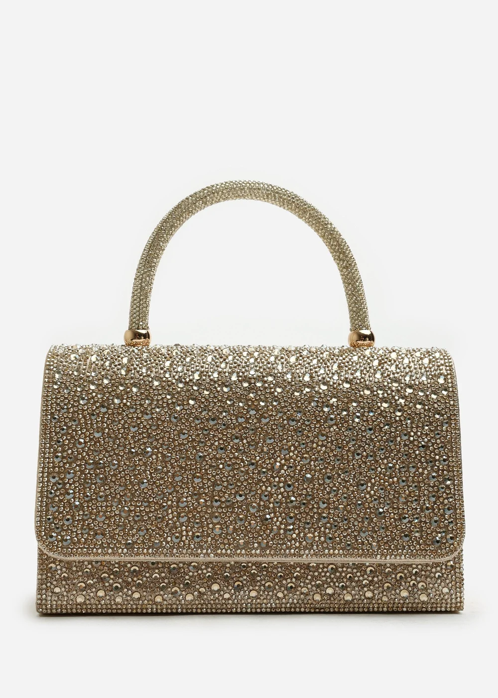 Where's That From Harixa Gold Diamante Studded Metallic Top Handle Grab Bag - One Size Image 1
