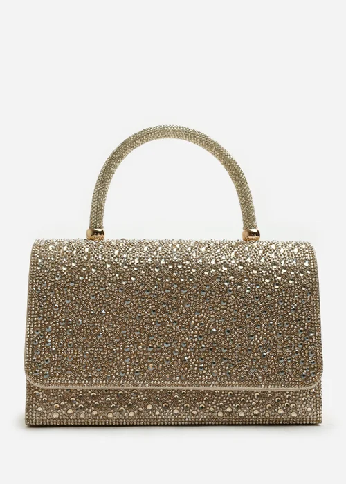 Where's That From Harixa Gold Diamante Studded Metallic Top Handle Grab Bag - One Size Image 1