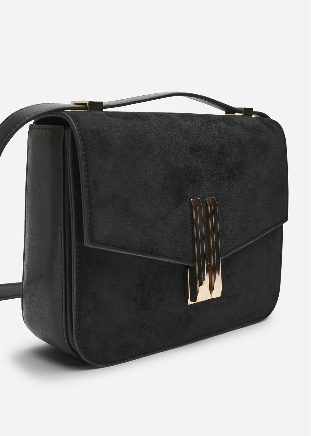 Where's That From Gelora Black Faux Suede Cross Body Bag With Clasp Detail - One Size Image 3
