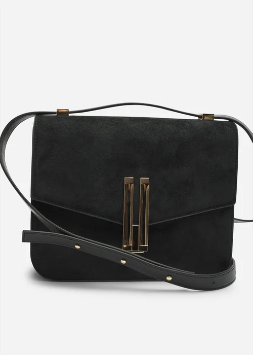 Where's That From Gelora Black Faux Suede Cross Body Bag With Clasp Detail - One Size Image 1