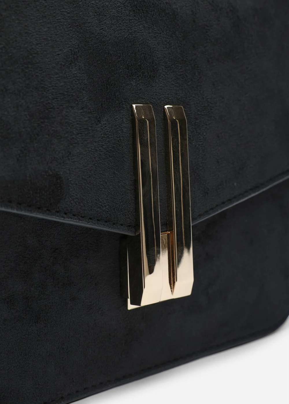 Where's That From Gelora Black Faux Suede Cross Body Bag With Clasp Detail - One Size Image 4