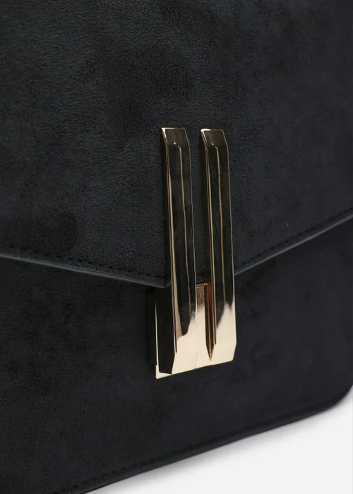Where's That From Gelora Black Faux Suede Cross Body Bag With Clasp Detail - One Size Image 4