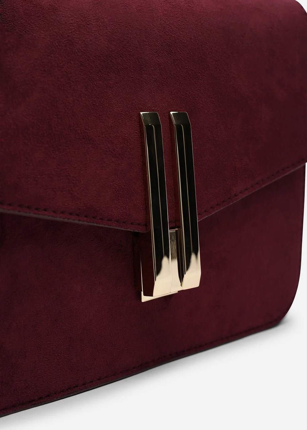 Where's That From Gelora Burgundy Faux Suede Cross Body Bag With Clasp Detail - One Size Image 4