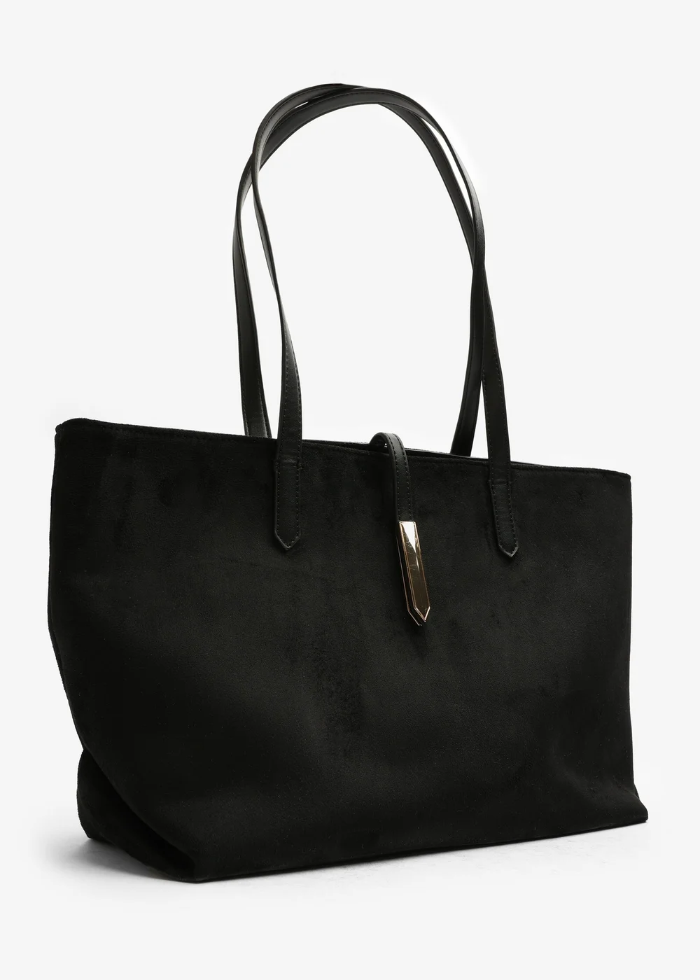 Where's That From Grexina Black Faux Suede Tote Bag With Trim Detail - One Size Image 2