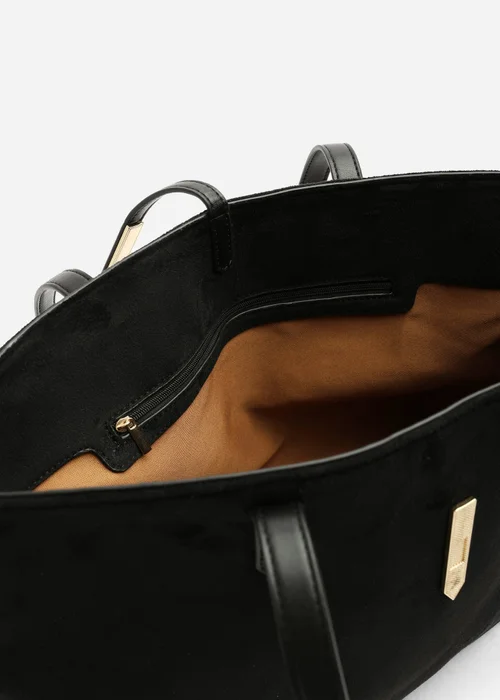Where's That From Grexina Black Faux Suede Tote Bag With Trim Detail - One Size Image 4