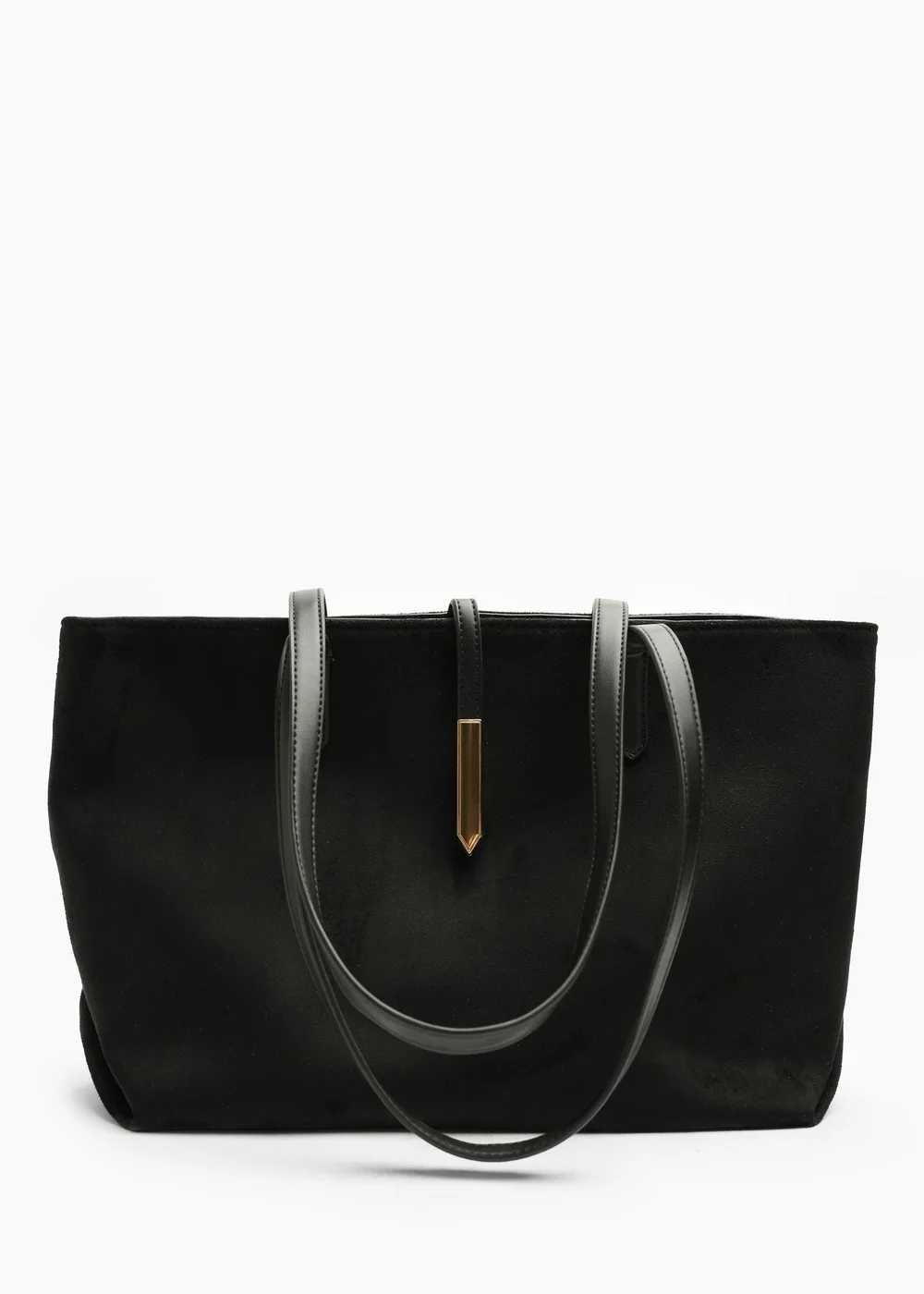 Where's That From Grexina Black Faux Suede Tote Bag With Trim Detail - One Size Image 1