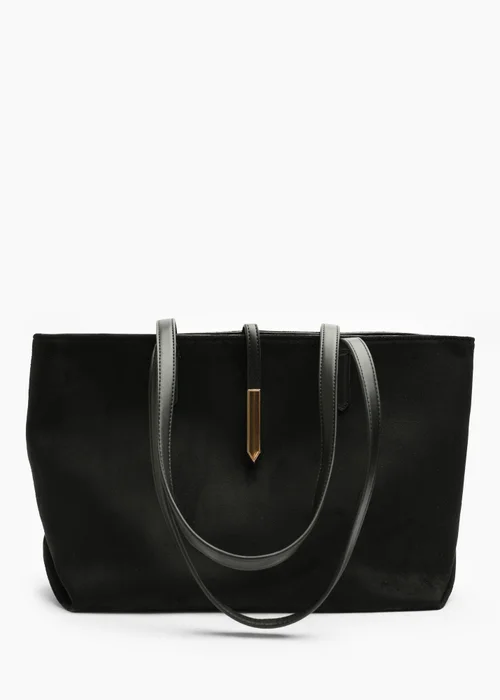Where's That From Grexina Black Faux Suede Tote Bag With Trim Detail - One Size Image 1