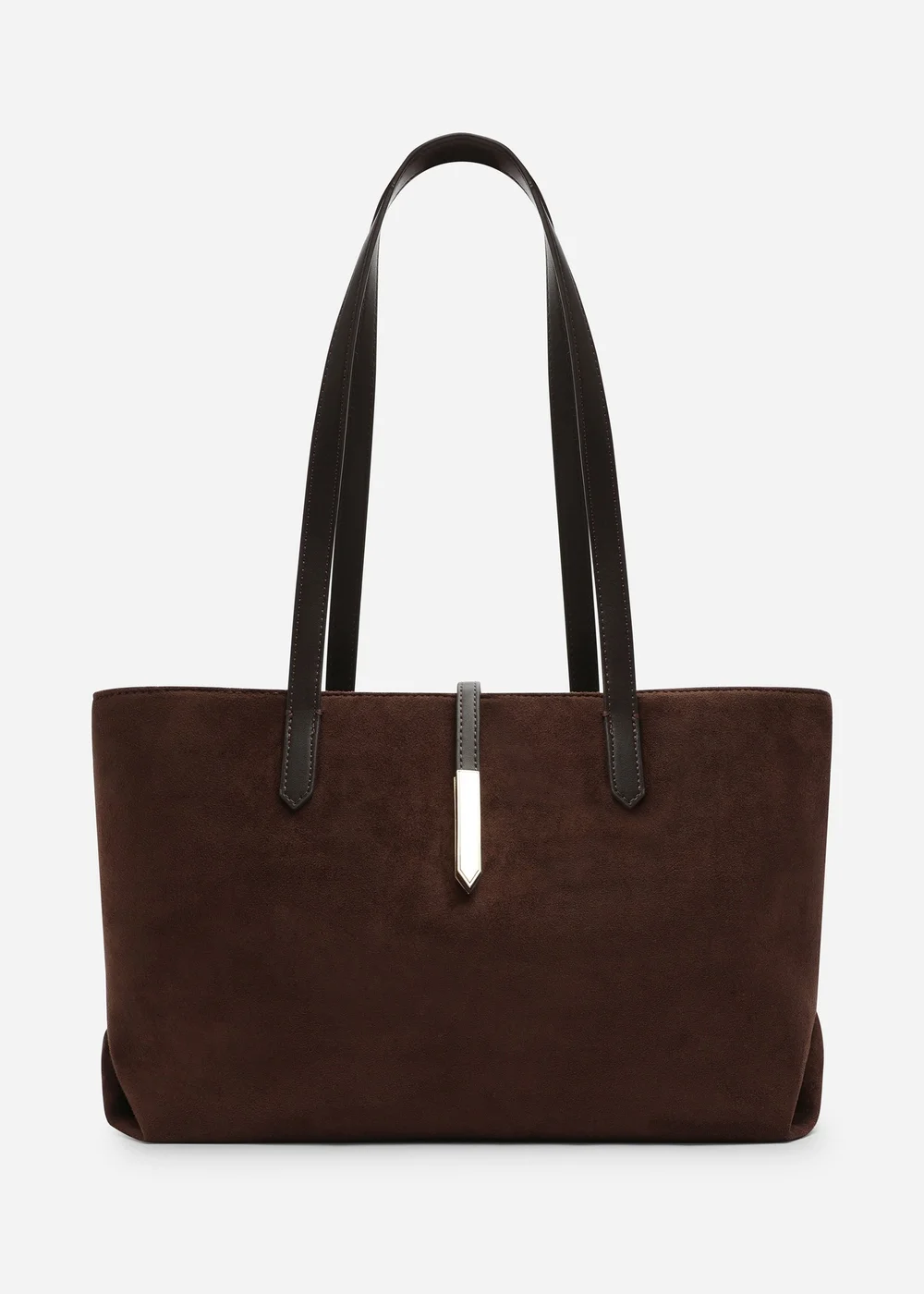 Where's That From Grexina Brown Faux Suede Tote Bag With Trim Detail - One Size Image 1