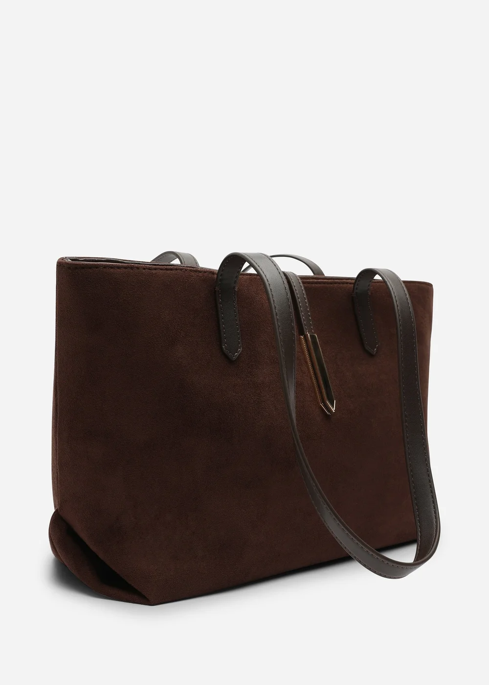 Where's That From Grexina Brown Faux Suede Tote Bag With Trim Detail - One Size Image 3