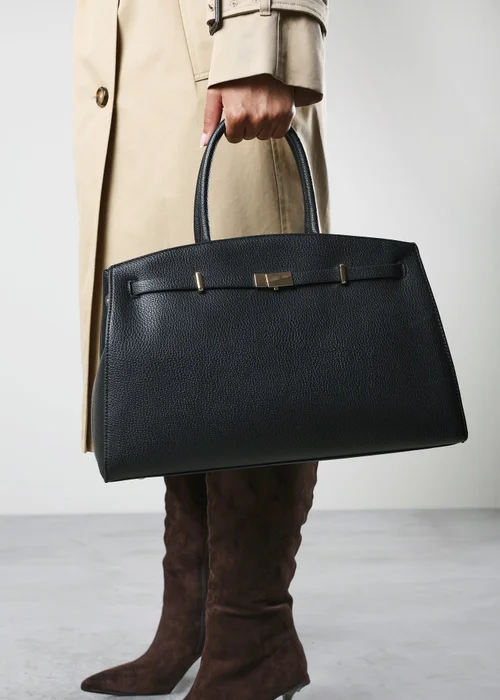 Where's That From Grelle Black Belt Lock Detail Tote Bag - One Size Image 5