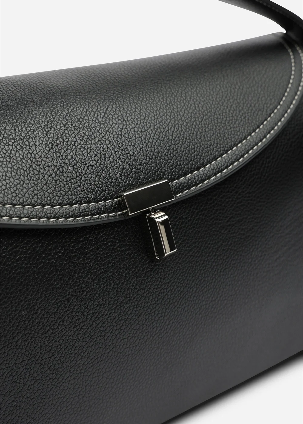 Where's That From Havina Black Faux Grain Leather Grab Bag with Gold Clasp Detail - One Size Image 4