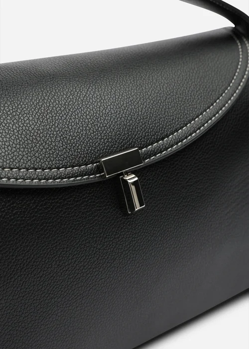 Where's That From Havina Black Faux Grain Leather Grab Bag with Gold Clasp Detail - One Size Image 4