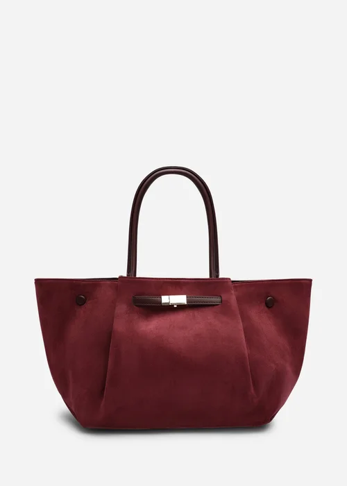 Where's That From Dove Burgundy Suede Winged Tote Bag With Belt Lock Detail - One Size Image 3