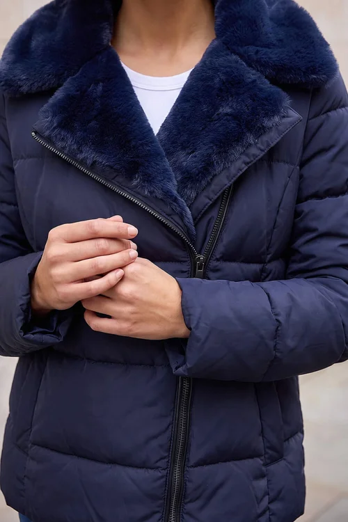 Roman Midnight Blue Padded Biker Coat - 12 Image 4