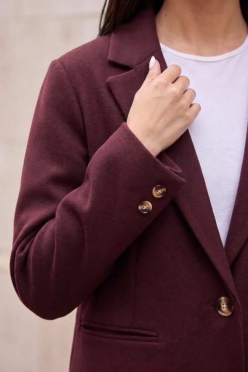 Roman Wine Petite Single Breasted Revere Coat - 18 Image 4