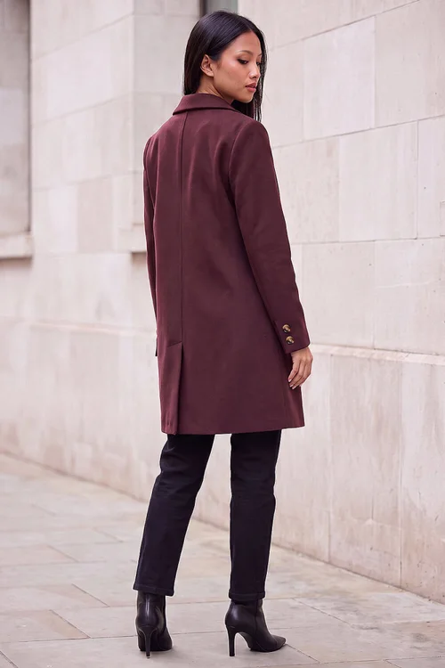 Roman Wine Petite Single Breasted Revere Coat - 18 Image 3