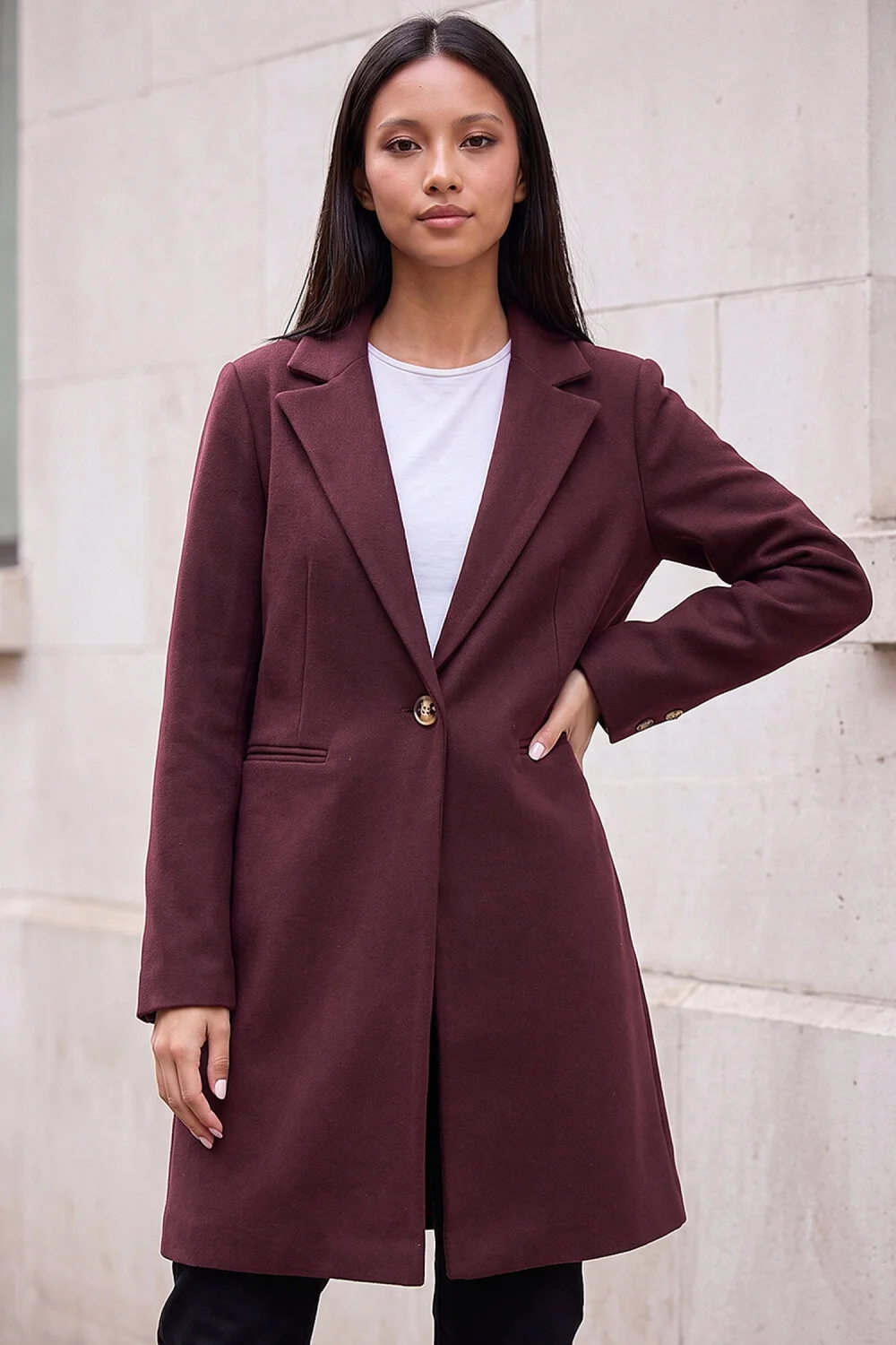 Roman Wine Petite Single Breasted Revere Coat - 18 Image 1