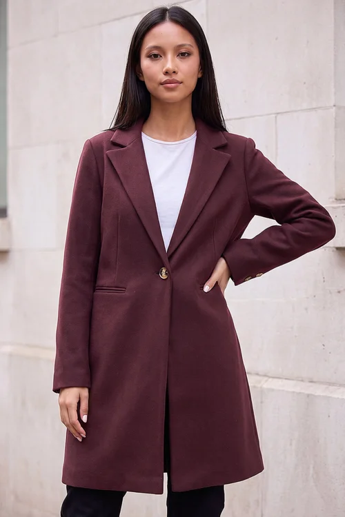 Roman Wine Petite Single Breasted Revere Coat - 18 Image 1