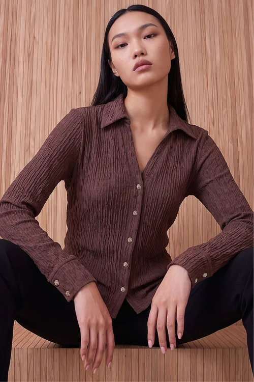 Dusk Chocolate Textured Shirt - 16 Image 1