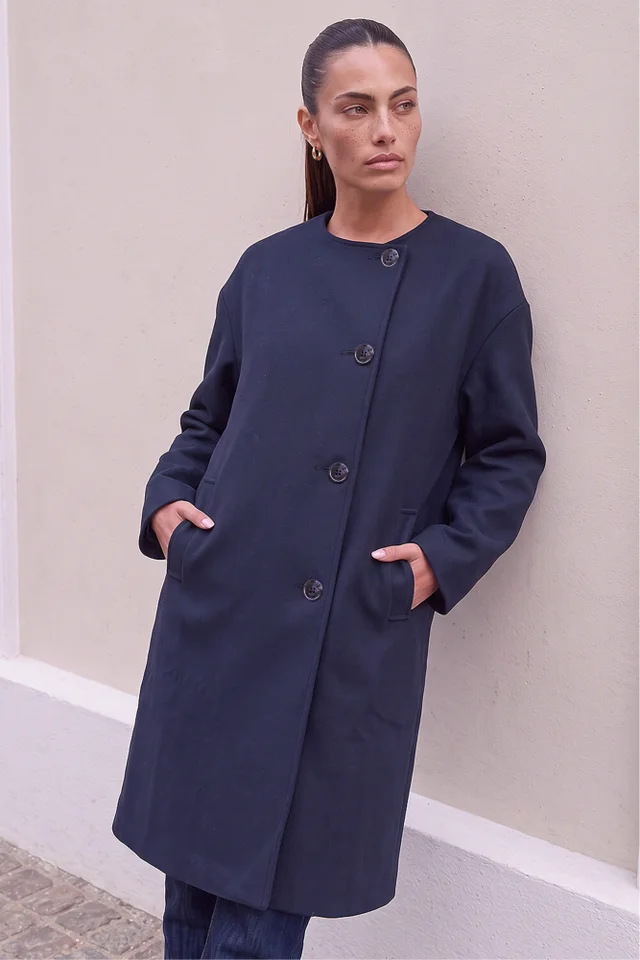 Roman Midnight Blue Premium Scarf Coat
