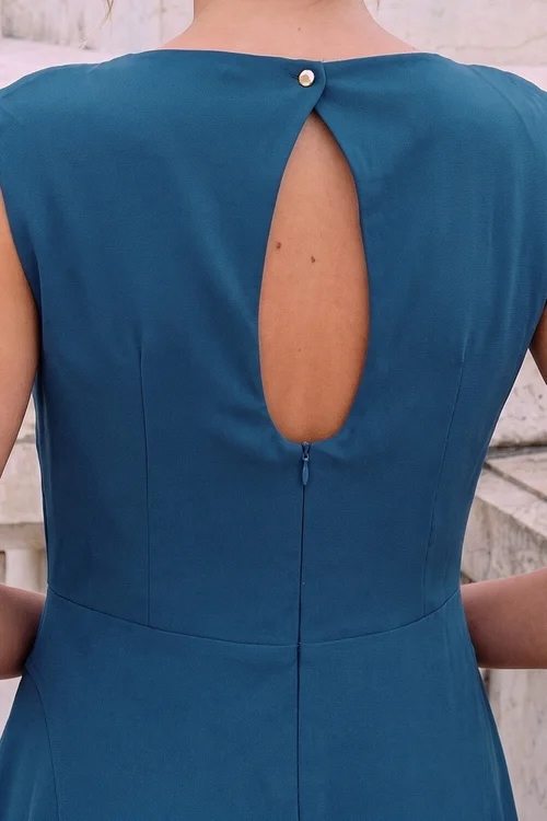 Roman Teal Fit & Flare Midi Dress - 12 Image 4