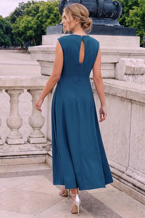 Roman Teal Fit & Flare Midi Dress - 12 Image 3