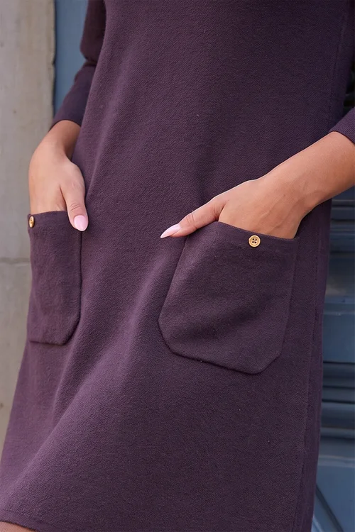 Roman Chocolate Patch Pocket Knit Dress - 12 Image 4