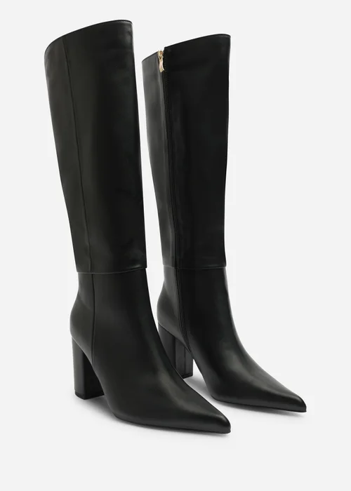 Where's That From Evixa Black Wide Fit Knee High Pointed Toe Block Heel Boot - 7 Image 4