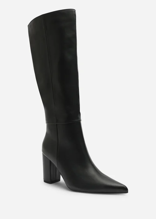 Where's That From Evixa Black Wide Fit Knee High Pointed Toe Block Heel Boot - 7 Image 3