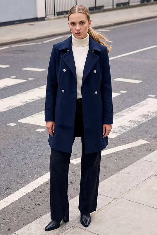Roman Navy Smart Double Breasted Coat - 14 Image 2